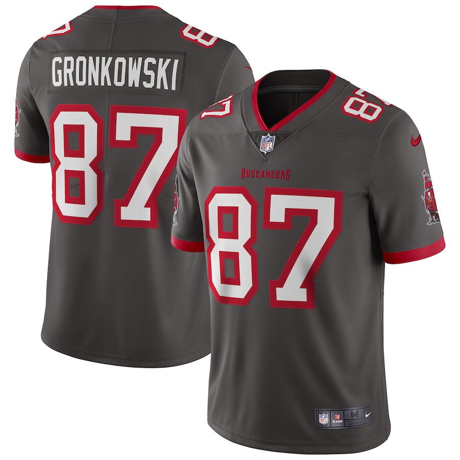 Men Tampa Bay Buccaneers #87 Rob Gronkowski Nike Pewter Alternate Vapor Limited NFL Jersey